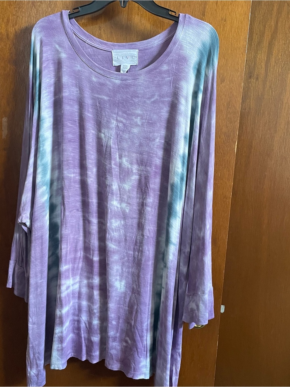 Lane Bryant Lavender and Pale Blue Tie-Dye Long Sleeve Tunic